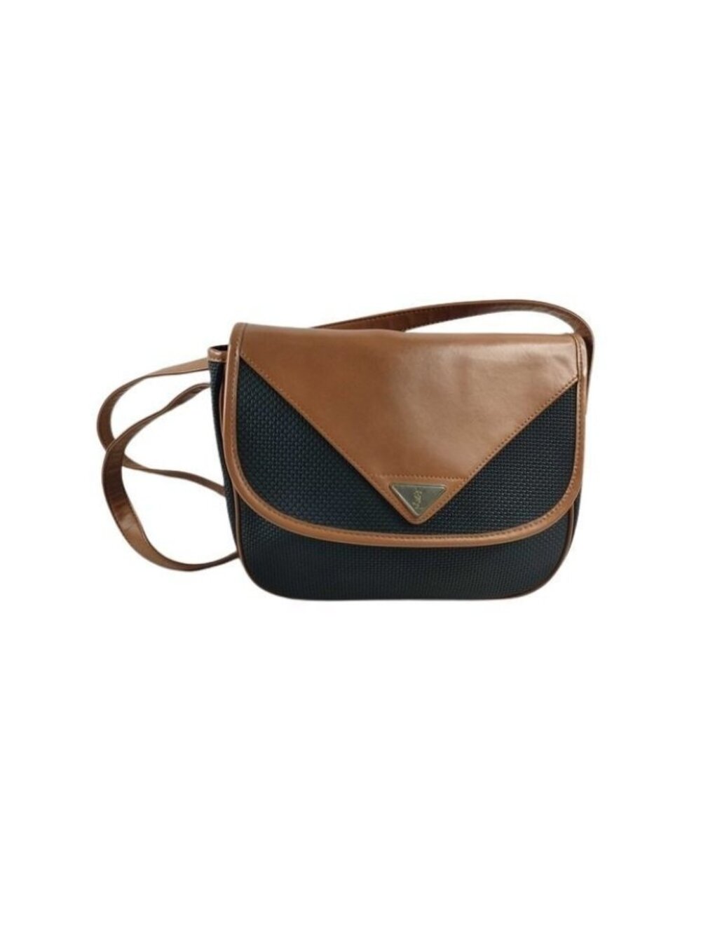 Saint Laurent Shoulder Bag Cassandra Brown Black Leather YSL Vintage
